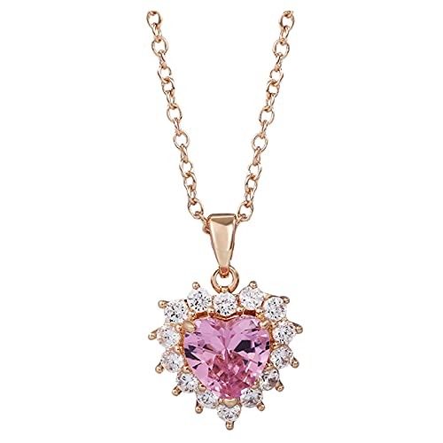 Clicitina Herz Anhänger Schmuck Geschenke für Frauen Amethyst Halskette Halsketten & Anhänger GL126 (Pink-1, One Size) von Clicitina