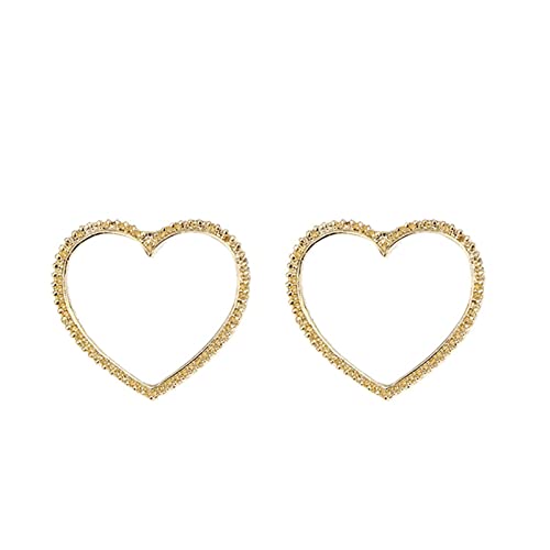 Clicitina Herz-Creolen Silber Gold Liebes-Herz-Ohrringe für Frauen Freundin oder süße Valentinstagsgeschenke für sie Echte Ohrringe Kinder (Gold, One Size) von Clicitina