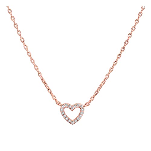 Clicitina Herz Zirkon Anhänger Strass Halskette Zirkon Herz Halsketten Kristallkette Schmuck Für Frauen Mädchen Herz Anhänger Halskette Sexy Ketten Körper (Rose Gold, One Size) von Clicitina