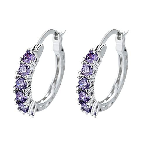 Clicitina Hochzeits-Reifen für Frauen Lila Engagement Inlay Silberschmuck Ohrring Ohrringe -Ohrringe Magnetische Ohrringe Herren (Purple-a, One Size) von Clicitina