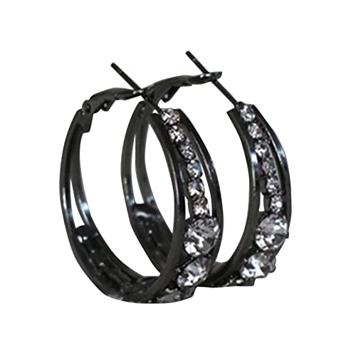 Clicitina Hoop Intarsien Schmuck Ohr Ohrringe Ring Ohr Personalisierte weibliche Strass Große Ohrringe Blaue Ohrringe Damen (Black #2, One Size) von Clicitina