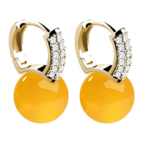 Clicitina Jade-Perlen-Ohrringe für Frauen-Mädchen-überzogene Tropfen-Ohrringe Kleeblatt Ohrringe Silber (H, One Size) von Clicitina