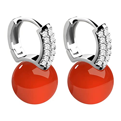 Clicitina Jade-Perlen-Ohrringe für Frauen-Mädchen-überzogene Tropfen-Ohrringe Kleeblatt Ohrringe Silber (I, One Size) von Clicitina