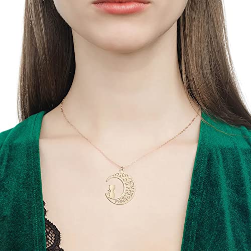 Clicitina Kette Teenager Frauen Mond für Katzen Weihnachtslieber Halsketten & Ritzel Halsketten für Katzen Geburtstag von Katzen Halsketten & Anhänger GL287 (Gold-b, One Size) von Clicitina