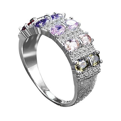 Clicitina Kreative Zirkon Ring Modeschmuck Paar Ring Mode Ring Geschenke für Frauen und Männer Türmatte Der Ringe (Silver, 9) von Clicitina
