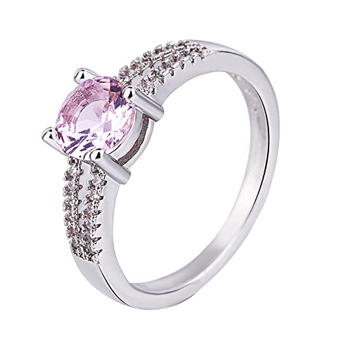 Clicitina Micro Set Zirkon Ring für Frauen Modeschmuck beliebte Accessoires Frau Sommer Ringe (c-Pink, 5) von Clicitina