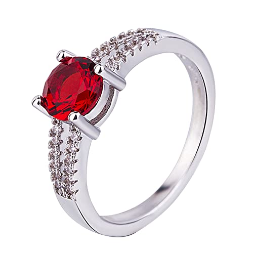 Clicitina Micro Set Zirkon Ring für Frauen Modeschmuck beliebte Accessoires Frau Sommer Ringe (c-Red, 8) von Clicitina