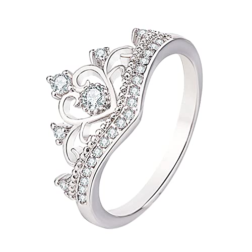 Clicitina Mode Einfacher Zirkon Ring Einfache Persönlichkeit Charakter Zirkon Ring Finger Schmuck Acht Herz Zirkon Ring Für Frauen Und Mädchen Ringe Aus Silberbesteck (Silver, 6) von Clicitina