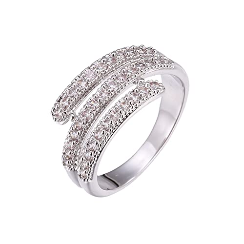 Clicitina Mode Einfacher Zirkonring Einfache Persönlichkeit Charakter Geometrie Ringe Silberring für Frauen und Mädchen Ringe Größe 64 (Silver, 7) von Clicitina