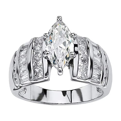 Clicitina Mode Frauen Bling Zirkonia Ring Luxuriöser Schmuck Ring Gefährten Der Ringe (Silver-3, 8) von Clicitina