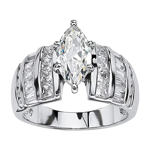 Clicitina Mode Frauen Bling Zirkonia Ring Luxuriöser Schmuck Ring Gefährten Der Ringe (Silver-3, 9) von Clicitina