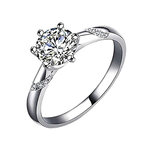 Clicitina Mode Frauen Diamant Ring Zirkon Verlobung Ehering Kleine Ringe Für Finger (B-Silver, 10) von Clicitina