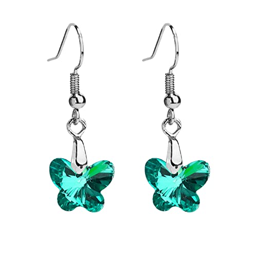 Clicitina Multicolor Crystal Butterfly Drop Ohrringe Geburtstagsgeschenk für Frauen Teen Girls JIf61 (Green, One Size) von Clicitina