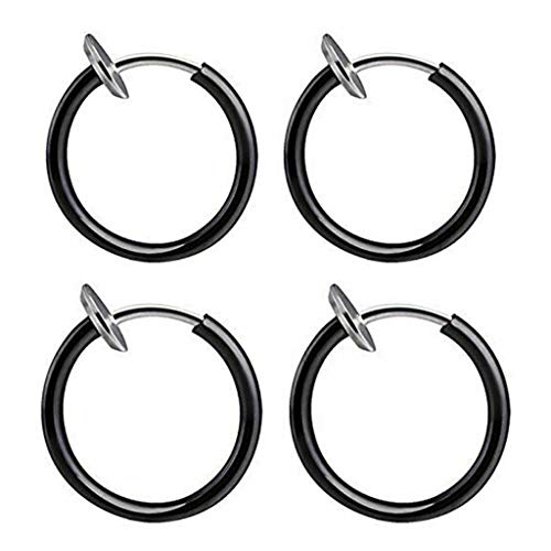 Clicitina Need Hoop Piercing Männer Hip-Hop Retractable No Ohrringe Frauen Klassische Ohrringe Ohrringe GJ160 (Black-1, One Size) von Clicitina