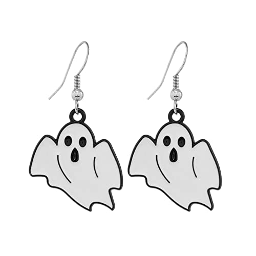 Clicitina Ohrringe Allergiefrei Damen Halloween-Ohrringe Perlenkürbis-Ohrringe für Frauen, handgefertigt, Perlentropfen, Ohrstecker, Kostüm, Party, Schmuck, Geschenke (White, One Size) von Clicitina