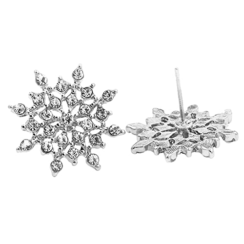 Clicitina Ohrringe Engelsflügel Schneeflocke-Strass-Ohrringe Thin Dangle Schneeflocke Elegante Strass-Ohrringe Hochzeit Frauen Zubehör Schmuck Schneeflocke-Ohrringe für Frauen (Silver, One Size) von Clicitina