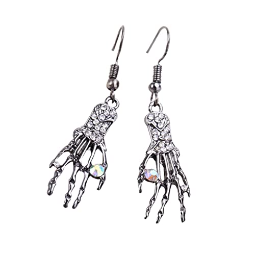 Clicitina Ohrringe Handschellen Tropfen-Ohrringe Halloween-verkrusteter -Ohrring Verrückte Halloween-Ohrringe Ohrtropfen-Persönlichkeit für Frauen und Mädchen (Silver, One Size) von Clicitina