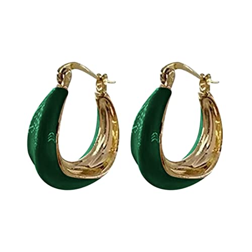 Clicitina Ohrringe Hoop Unregelmäßige Damen-Ohrringe mit speziellem Design Metallohrringe Ohrringe Veret Damen (Green-a, One Size) von Clicitina