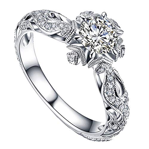 Clicitina Out Schmuck Geschenk Zubehör Verlobungsring Hohl Hochzeit Frauen Ringe Jungs Ringe (Silver-1, 11) von Clicitina