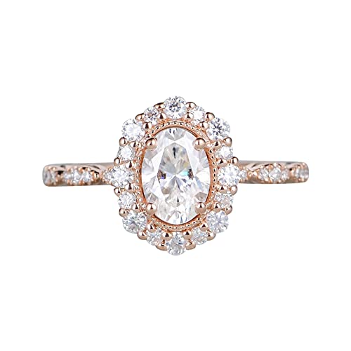 Clicitina Oval Microset Zirkon Ring für Frauen Modeschmuck beliebte Accessoires Verete Ringe Damen Ovale (Rose Gold, 6) von Clicitina