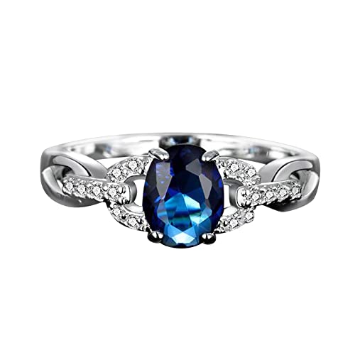 Clicitina Perfekt Diamanten-Zirkon-Ringe für Frauen für Frauen Größe 5 Reifrock cm Umfang 3 Ringe (Blue-A, 9) von Clicitina