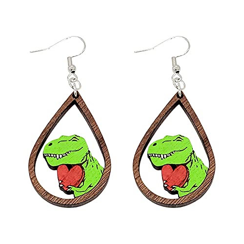 Clicitina Personalisierte Wassertröpfchen-Dinosaurier-Liebes-Ohrringe für Valentinstag-Mädchen-Geschenk-Zubehör Dinosaurier-Ohrringe Teh52 (Green, One Size) von Clicitina