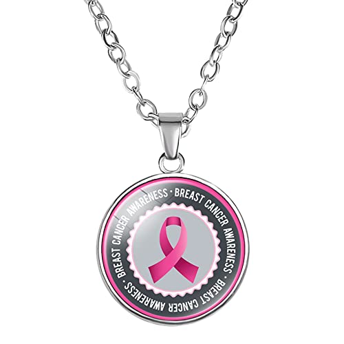 Clicitina Rosa Kristallband-Halskette von Breast Cancer Awareness In Women Pendant Necklace Halskette for Women Family Friends Gift Ketten Türkis (Pink, One Size) von Clicitina