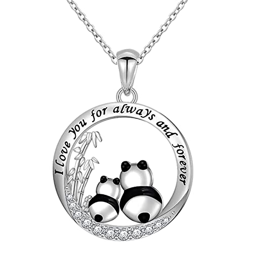 Clicitina Schmuck Pandas Valentinstag für Frauen Mutter Silber Geburtstagsgeschenk Halskette Tag für ihre Freundin Ehefrau Mutter Halsketten & Anhänger Ketten Männer Königsketten (red a, One Size) von Clicitina