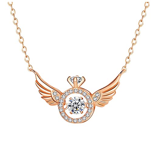 Clicitina Schmuck Wingss Smart Angel Geschenk Mode Herzschlag Schlüsselbein Halskette Trend Halsketten & Anhänger Echtschmuck Halskette Damen (Gold, One Size) von Clicitina