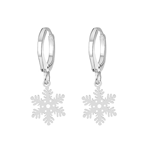 Clicitina Schneeflocke-Ohrringe für Teenager-Mädchen Minimalistische Piercing-Ohrstecker Trendige Ohrringe Pinguin Ohrringe (Silver, One Size) von Clicitina