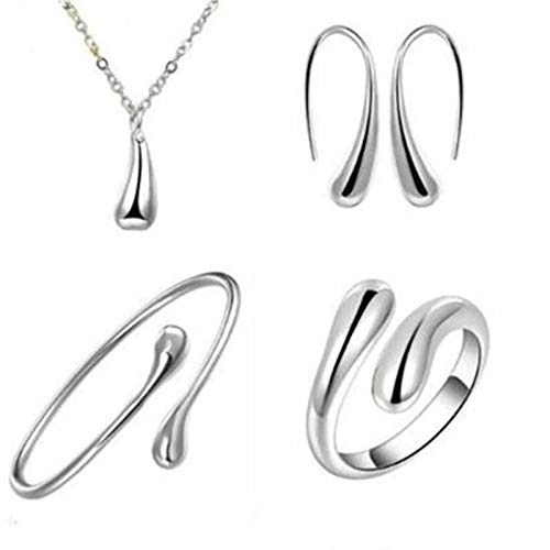 Clicitina Set Ring Drop-Vierteiliger Wasser-Ohrring-Kette für Modeschmuck Set für 4-teilige Modeschmuck Ringe Männer (t-White, One Size) von Clicitina