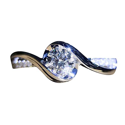 Clicitina Silber Geometrische Form Super Flash Strass Ringe Frauen Mode Voller Zirkon Ring Damen Schmuck Ringe Für Frauen Größe 5 11 Ringe Flexibel (Silver-1, 6) von Clicitina