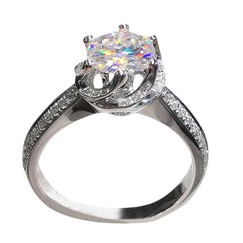 Clicitina Silber Klatschen Strass Ringe Frauen Mode Voller Zirkon Ring Damen Schmuck Ringe Für Frauen Größe 6 10 Ringe Box Hochzeit Für Ringe (A-Silver, 10) von Clicitina