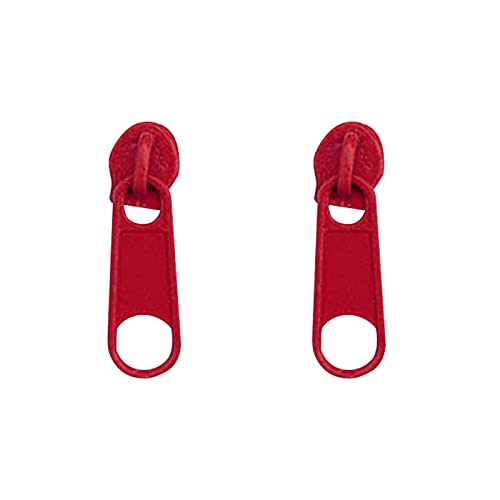 Clicitina Sommer Farbe Reißverschluss Schnalle Ohrstecker Persönlichkeit Weiche Mädchen Ohrclip Edelstahl Reißverschluss Ohrstecker Ohrringe Mond (B-Red, One Size) von Clicitina