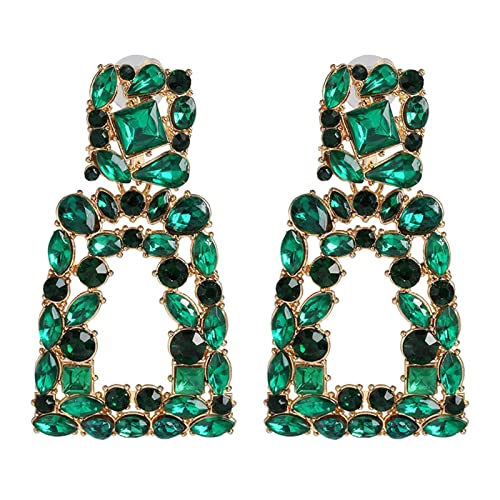 Clicitina Spiralgetriebe Ohrringe für Frauen Retro Creolen mit grünen Strasssteinen Schmuck Geschenke für Damen Mädchen Pferde Ohrringe Für Mädchen Silber (Green-A, One Size) von Clicitina