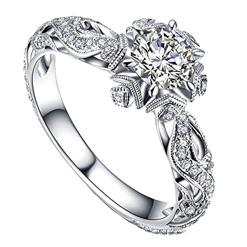 Clicitina Stahlring für Männer Frauen leuchtender Ring Versprechen Edelstahl Herzschlag Herzschlag leuchtender Ring Modeschmuck dunkle Ringe Ringe Set (Silver10-1, 10) von Clicitina