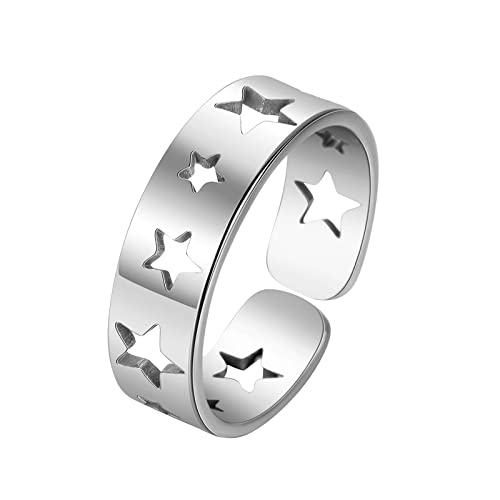 Clicitina Stern Herz Ringe für Frauen Männer Splice offen verstellbare Paare Ringe Schmuck Geschenke Zubehör Versprechen Fingerringe Hochzeit Verlobungsbänder Gardinenclips Für Ringe (F-3, One Size) von Clicitina