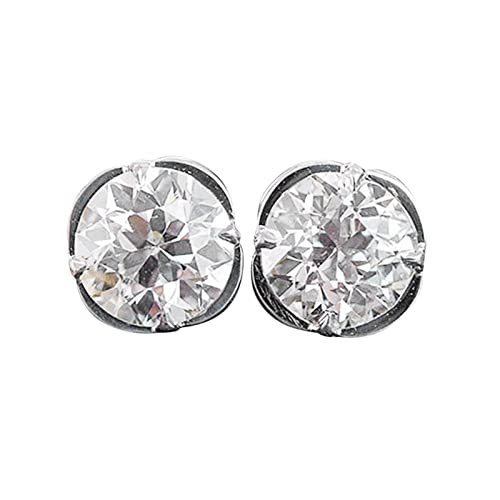 Clicitina Stilvolle halbkreisförmige Senior Elegante runde rhodinierte Brakteen-förmige Zirkon-Ohrstecker für Damen NE125 (A-Silver, One Size) von Clicitina