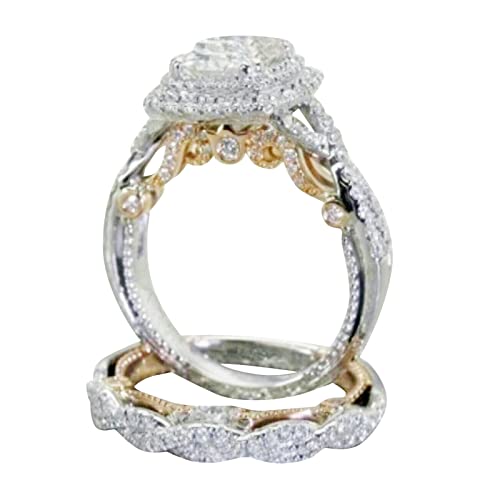 Clicitina Vergoldeter quadratischer -Prinzessin-Ring Gold-Verlobungsring Neueste Ehering-Designs Teh58 (Silver, 11) von Clicitina