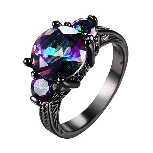 Clicitina Verlobungs-Rundschliff-Zirkon-Frauen-Hochzeits-Ring-Schmuck-Ringe für Frauen-voller -Damen-Ring Der Ringe T Shirt (1-Black, 10) von Clicitina