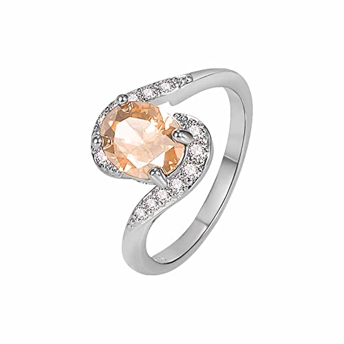 Clicitina Verlobungs-Rundschliff-Zirkon-Frauen-Hochzeits-Ring-Schmuck-Ringe für Frauen-voller -Damen-Ring Ringe Ketten Verbunden (b-Gold, 9) von Clicitina