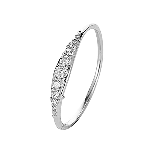 Clicitina Verlobungs-Rundschliff-Zirkon-Frauen-Hochzeits-Ring-Schmuck-Ringe für Frauen-voller -Damen-Ring Rotes Ringelshirt Herren (3-Silver, 8) von Clicitina