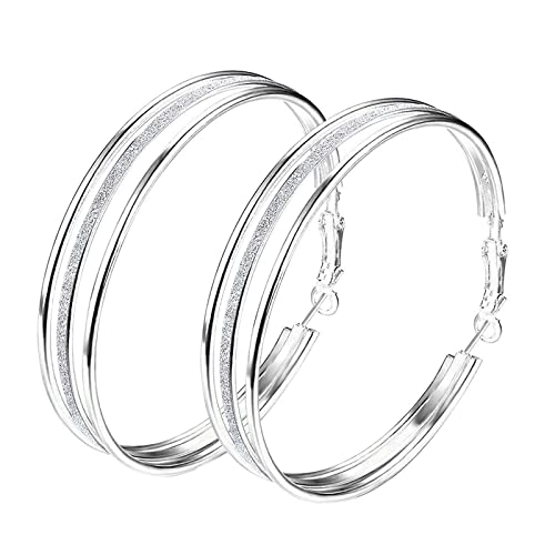 Clicitina Vintage große Creolen dünn baumeln Elegante Strass Ohrringe Hochzeit Ohrringe für Frauen Ohrringe Holz Männer (Silver #2, One Size) von Clicitina