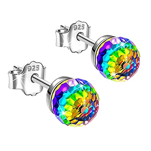 Clicitina Weihnachten Geburtstagsgeschenk Ohrringe Frauentagsgeschenke Valentinstag Jahrestag Kristalle für Frauen 6mm Ohrringe GJ172 (b-Multicolor, One Size) von Clicitina