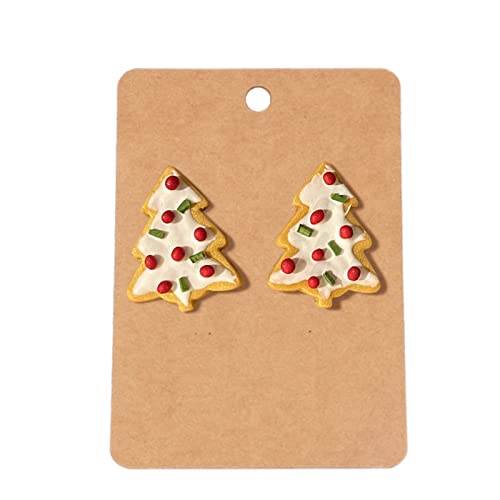 Clicitina Weihnachtsbaum-Kuchen-Ohrstecker Handgemachte Acryl-Ohrringe Feiertags-Ohrringe mit Karte für Frauen und Mädchen JB313 (B, One Size) von Clicitina