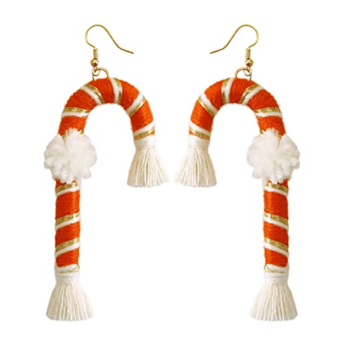 Clicitina Weihnachtsohrringe für Frauen Weihnachtsohrstecker Weihnachtsbäume Glocken Schneeflocken Ohrringe für Mädchen Thanksgiving Weihnachten Urlaub Schmuck GK593 (b-Orange, One Size) von Clicitina