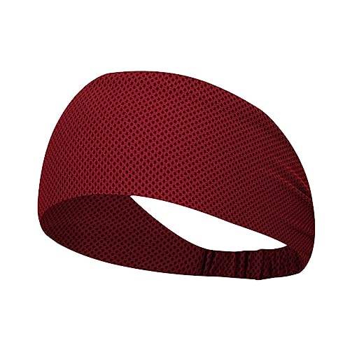 Damen-Haargummi-Stirnband, einfarbiges Haarband, Outdoor-Sport, schweißabsorbierendes Haargummi-Stirnband DhH143 (Red, One Size) von Clicitina