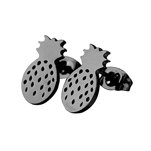 Dinosaurier Ohrringe Obst-Ananas-Ohrringe für Teenager-Mädchen, minimalistische Manschetten-Piercing-Ohrstecker, Trendige Ohrringe (Black, One Size) von Clicitina