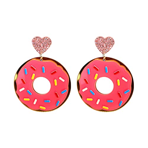 Donut Ohrstecker Blume Drache Obst Online Acryl Ohrringe Lange übertriebene große Größe Ohrringe Multi Hoop Ohrringe, a, Einheitsgröße, Creolen von Clicitina