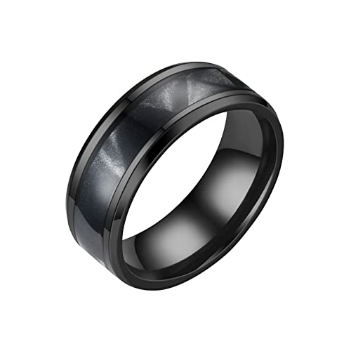 Edelstahl-Angst-Ring für Frauen Männer Größe 6 13 Breite 8 mm 6 Farbe Exquisiter Ring schwarz sandgestrahlt Clip Ohrringe Damen (Black #1, 10) von Clicitina